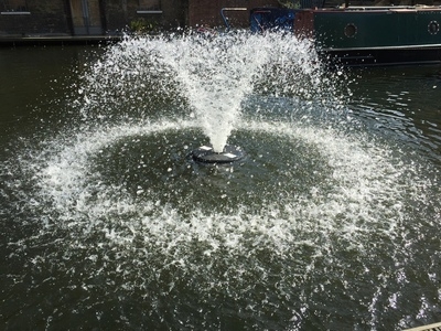 Otterbine Fractional series aerating fountain in Chigwell, Essex with RGB LED lights