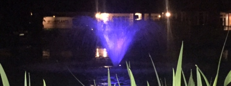 Otterbine Fractional series aerating fountain in Chigwell, Essex with RGB LED lights Otterbine Fractional series aerating fountain in Chigwell, Essex with RGB LED lights