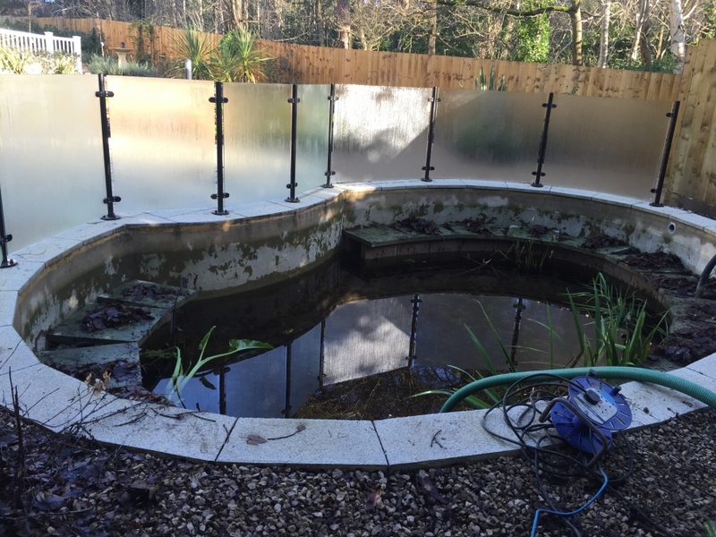 Communal pond waterfall repair and aquatic vegetation installation Camberley, Surrey