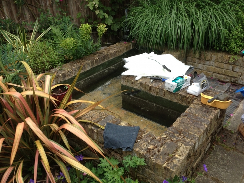 Pond clean and re sealing using GRP in Chiswick, London