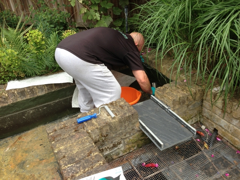 Pond clean and re sealing using GRP in Chiswick, London