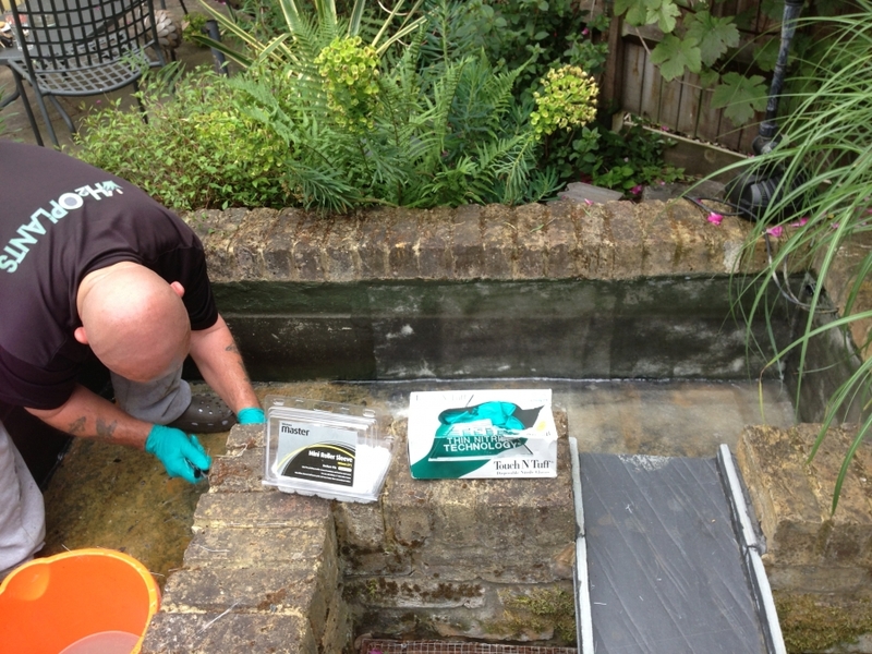 Pond clean and re sealing using GRP in Chiswick, London