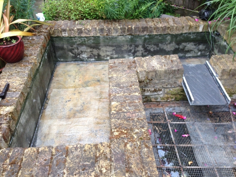 Pond clean and re sealing using GRP in Chiswick, London