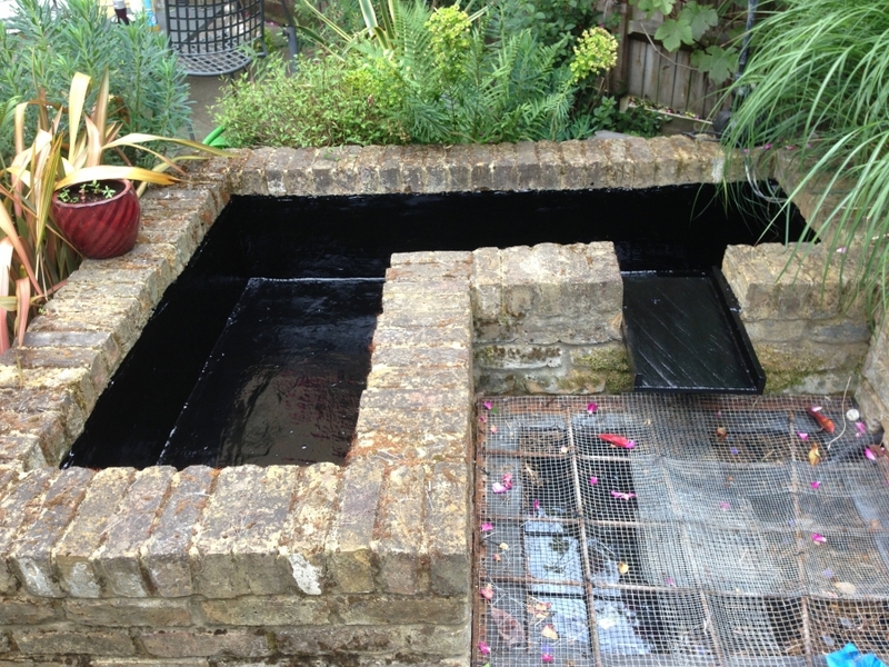Pond clean and re sealing using GRP in Chiswick, London