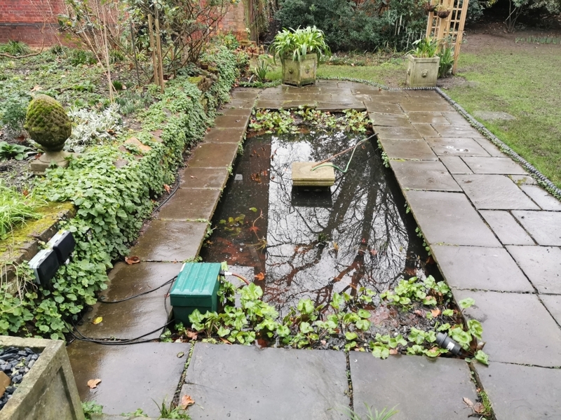 Pond clean and fountain installation in Cannonbury, Islington, London.