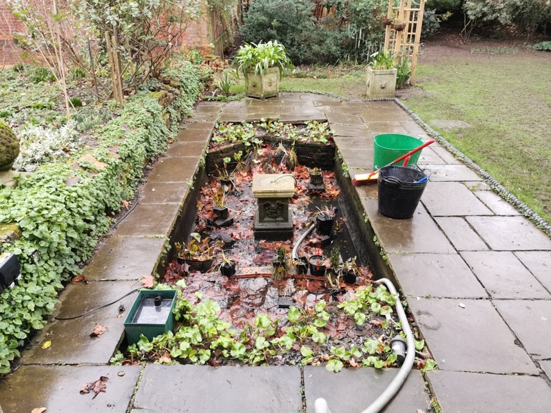 Pond clean and fountain installation in Cannonbury, Islington, London.