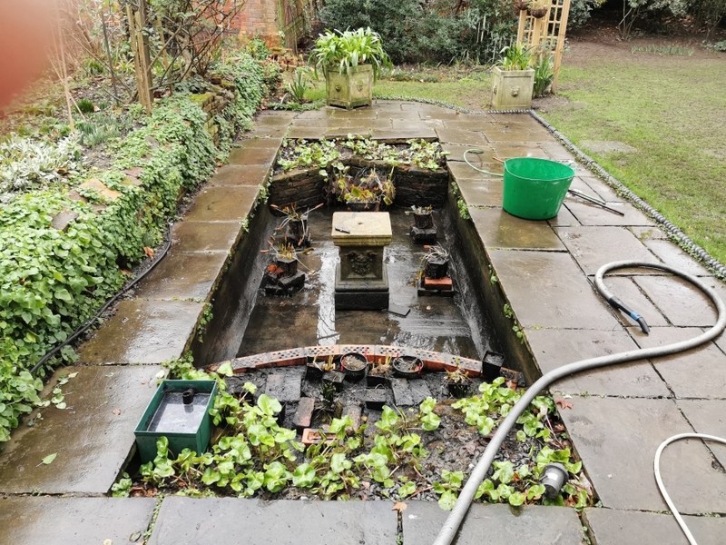 Pond clean and fountain installation in Cannonbury, Islington, London.