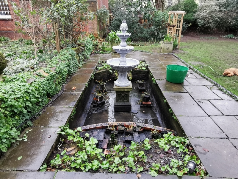 Pond clean and fountain installation in Cannonbury, Islington, London.