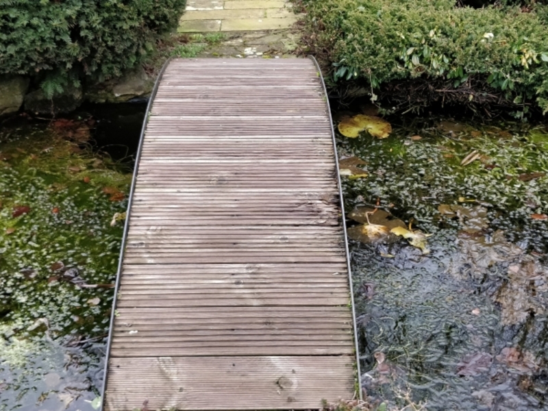 Pond clean, Bridge repair and aeration installation in Bury St Edmunds, Suffolk.