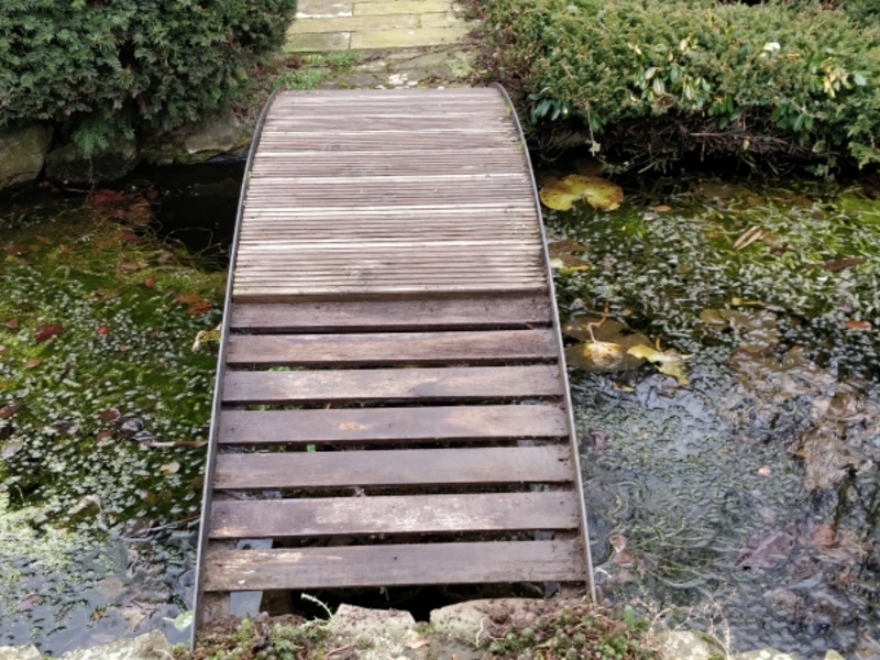 Pond clean, Bridge repair and aeration installation in Bury St Edmunds, Suffolk.