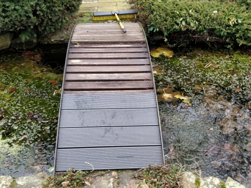 Pond clean, Bridge repair and aeration installation in Bury St Edmunds, Suffolk.