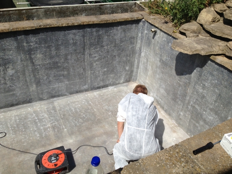 Koi pond fibreglassing in Kelvedon Hatch, Brentwood, Essex.