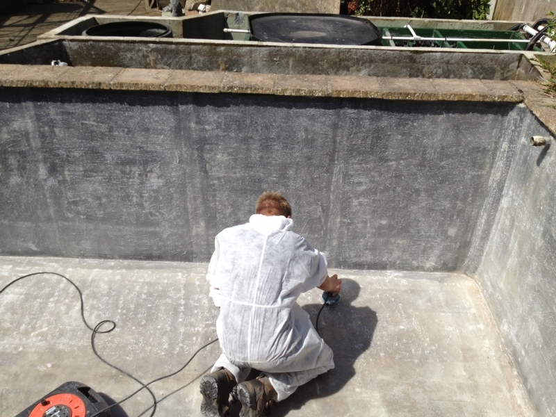 Koi pond fibreglassing in Kelvedon Hatch, Brentwood, Essex.