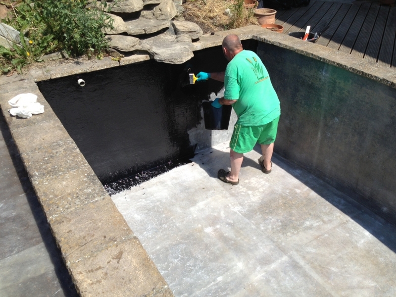 Koi pond fibreglassing in Kelvedon Hatch, Brentwood, Essex.