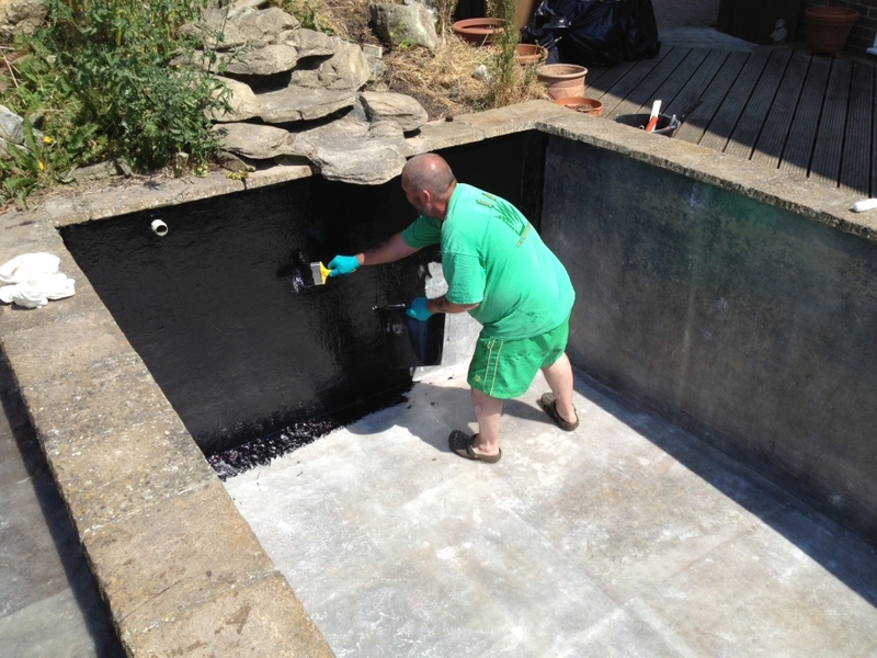 Koi pond fibreglassing in Kelvedon Hatch, Brentwood, Essex.