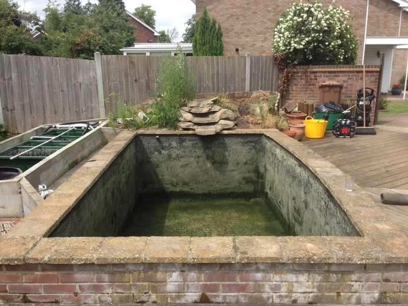 Koi pond fibreglassing in Kelvedon Hatch, Brentwood, Essex.