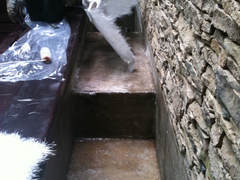 Waterfeature resealing with fibreglass in Fitzrovia, London.