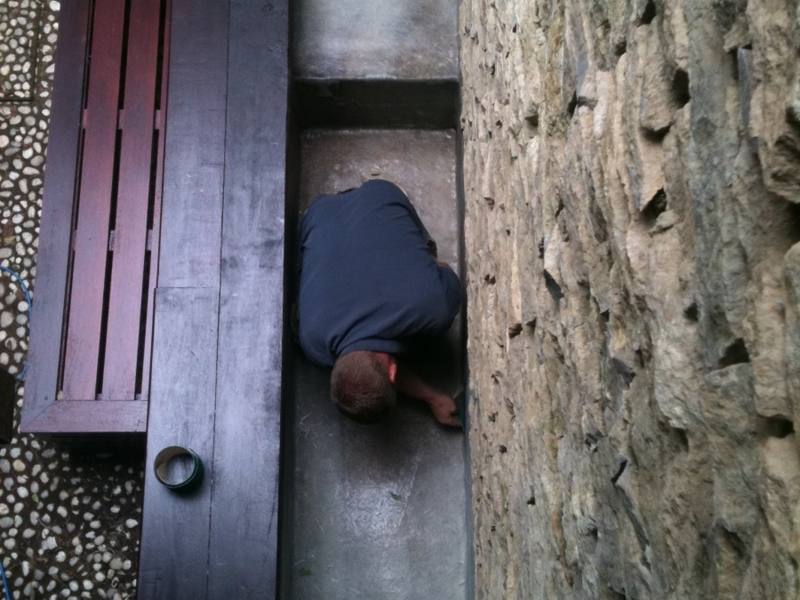 Waterfeature resealing with fibreglass in Fitzrovia, London.