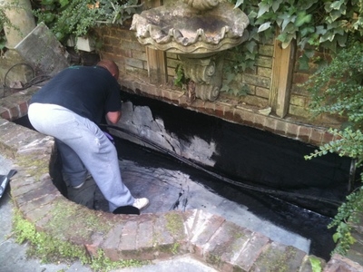 waterfeature resealing in Hampstead, London.