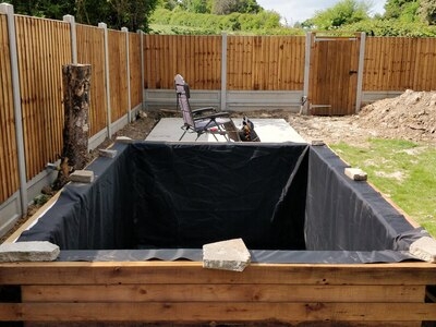 fish transportation, Holding tank hire and Box welded SealEco pond liner installation in Kirby-Le-Soken, Tendering, Essex. 