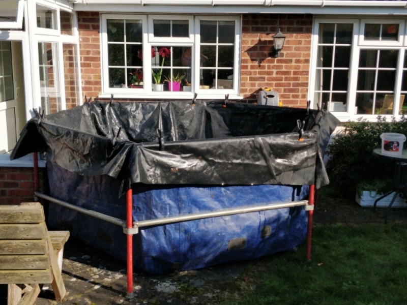 fish transportation, Holding tank hire and Box welded SealEco pond liner installation in Kirby-Le-Soken, Tendering, Essex. 