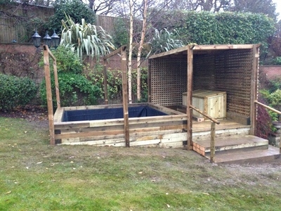 Raised pond construction in Hampstead, London.