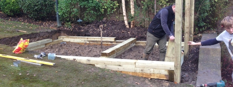 Raised pond construction in Hampstead, London. Raised pond construction in Hampstead, London.