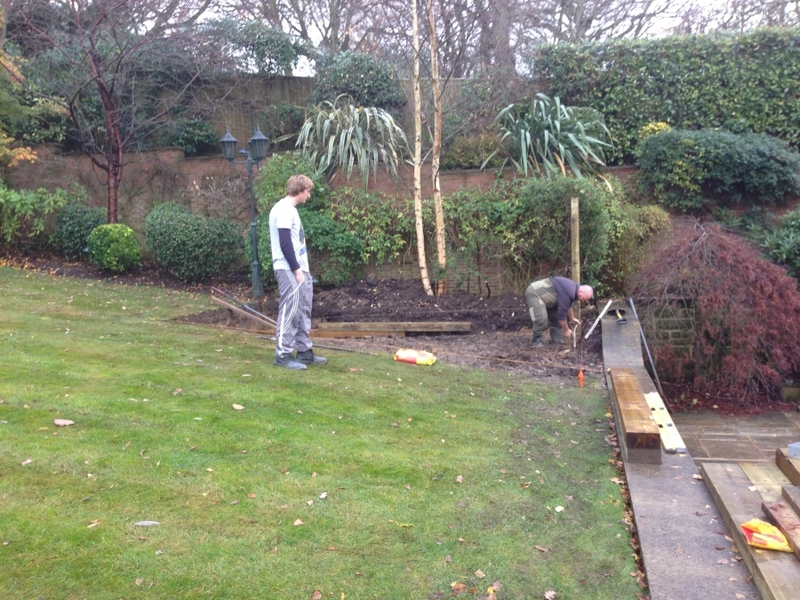 Raised pond construction in Hampstead, London.