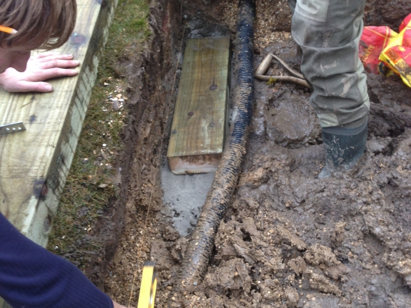 Raised pond construction in Hampstead, London.