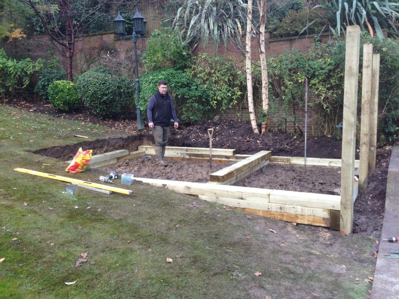 Raised pond construction in Hampstead, London.