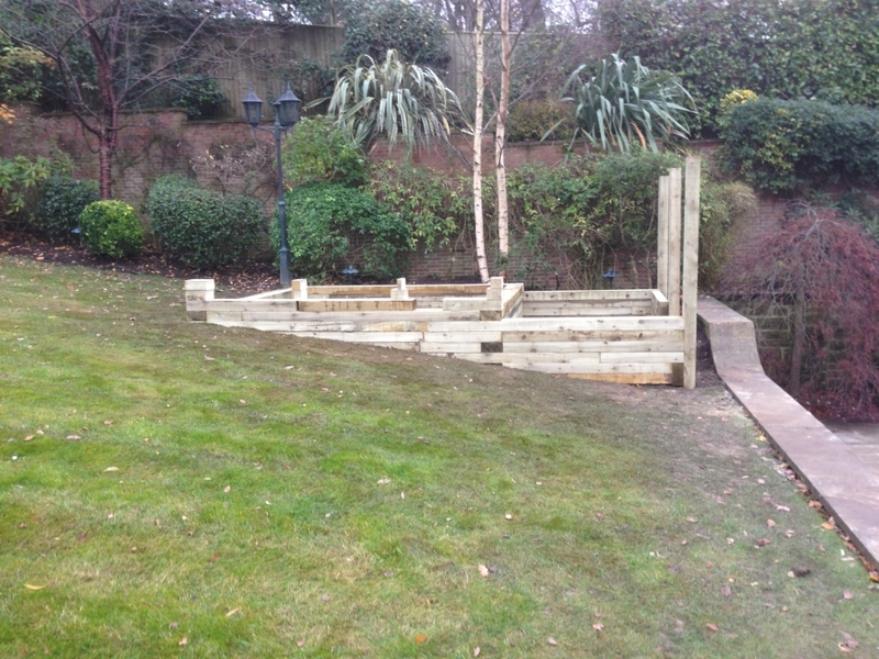 Raised pond construction in Hampstead, London.