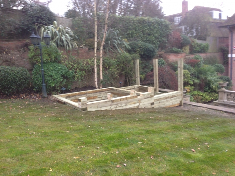 Raised pond construction in Hampstead, London.