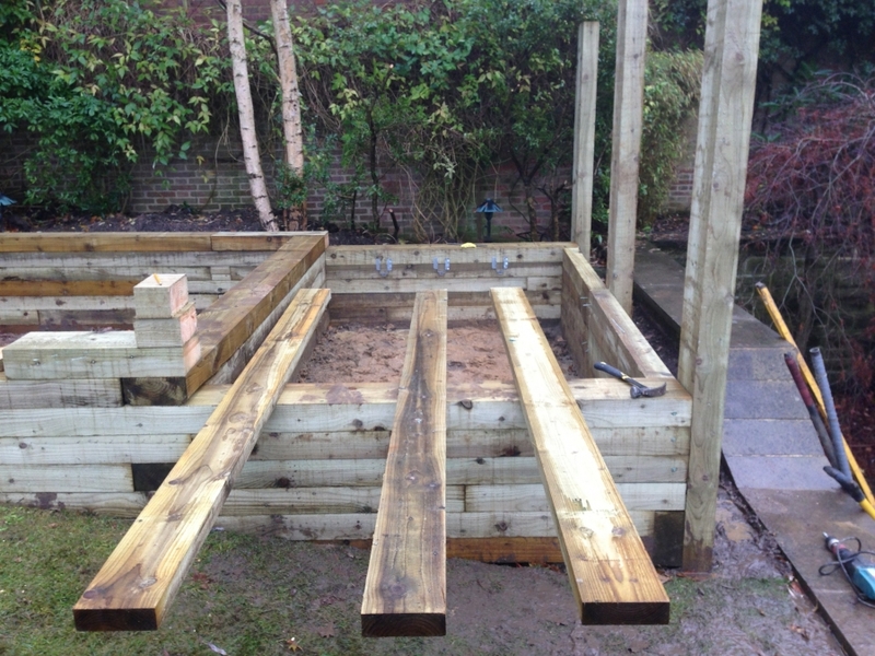 Raised pond construction in Hampstead, London.