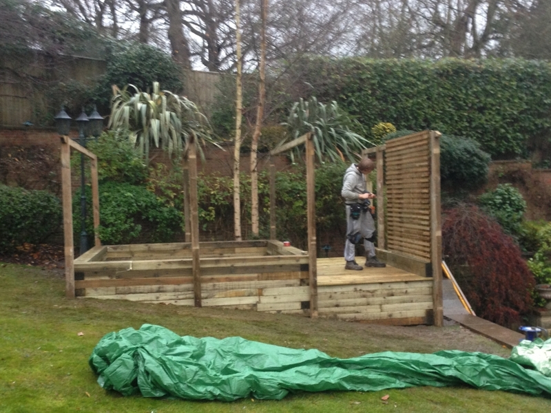 Raised pond construction in Hampstead, London.