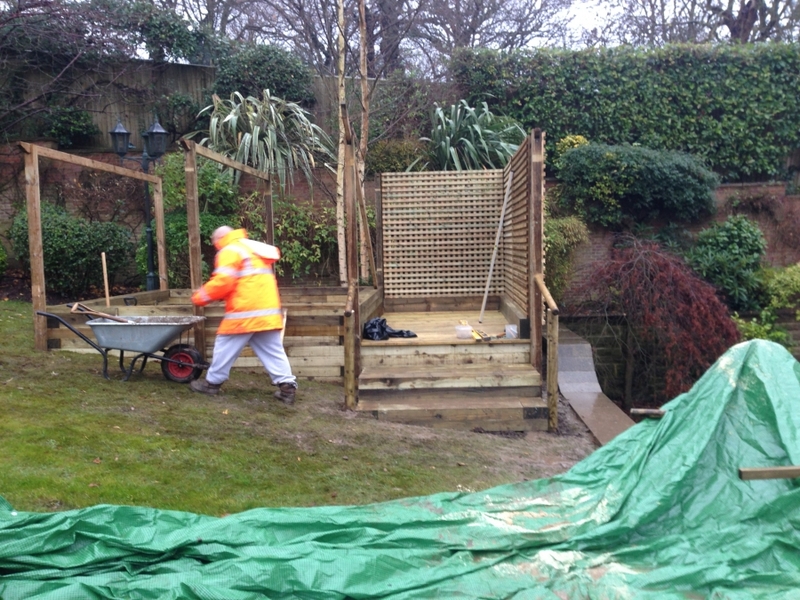 Raised pond construction in Hampstead, London.