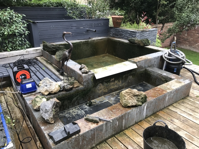 Pond clean and resealing in Royston, Hertfordshire