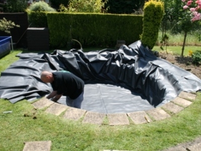 Sawbridgeworth Hertfordshire pond liner replacement using Firestone epdm.