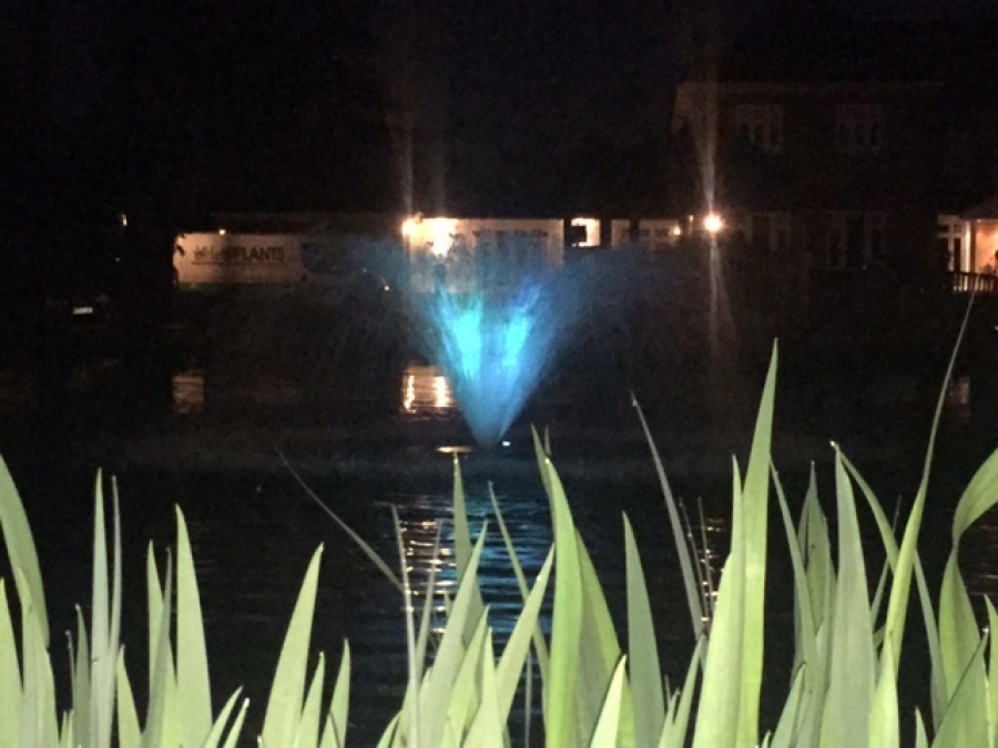 Otterbine Fractional series aerating fountain in Chigwell, Essex with RGB LED lights