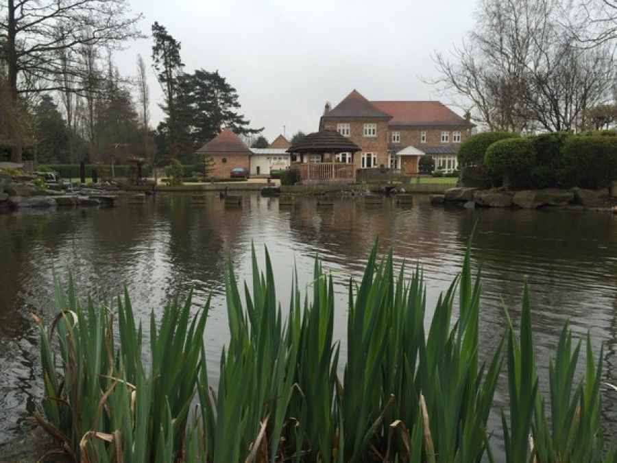 Otterbine Fractional series aerating fountain in Chigwell, Essex with RGB LED lights
