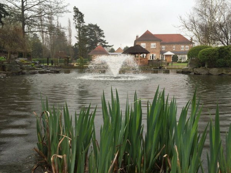 Otterbine Fractional series aerating fountain in Chigwell, Essex with RGB LED lights