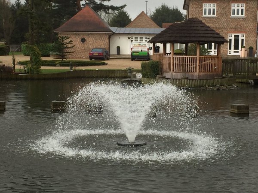 Otterbine Fractional series aerating fountain in Chigwell, Essex with RGB LED lights