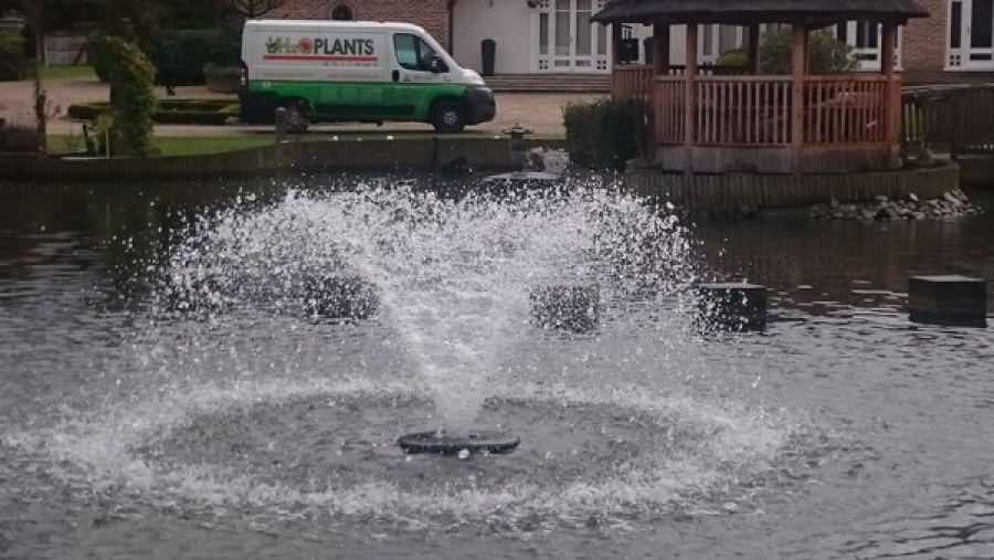 Otterbine Fractional series aerating fountain in Chigwell, Essex with RGB LED lights
