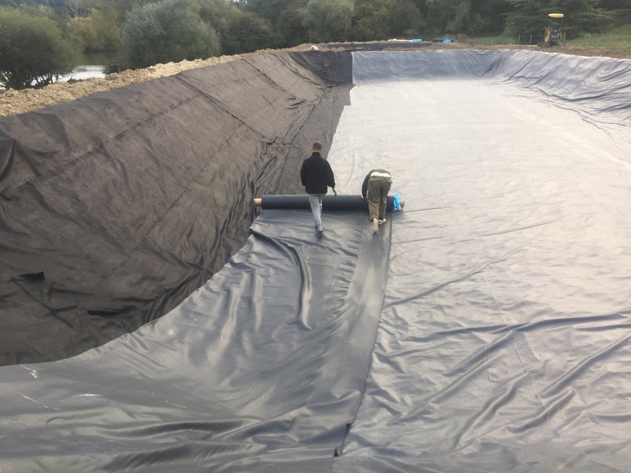 Great Hallingbury, Essex stock pond construction, Firestone EPDM linings, Fish supply and fish transportation