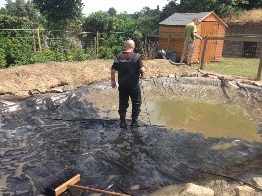 Duck pond cleaning in Kings Langley, Hertfordshire