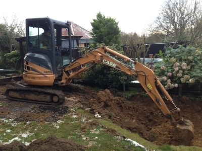 Railway sleeper pond construction Bulmer Tye Essex